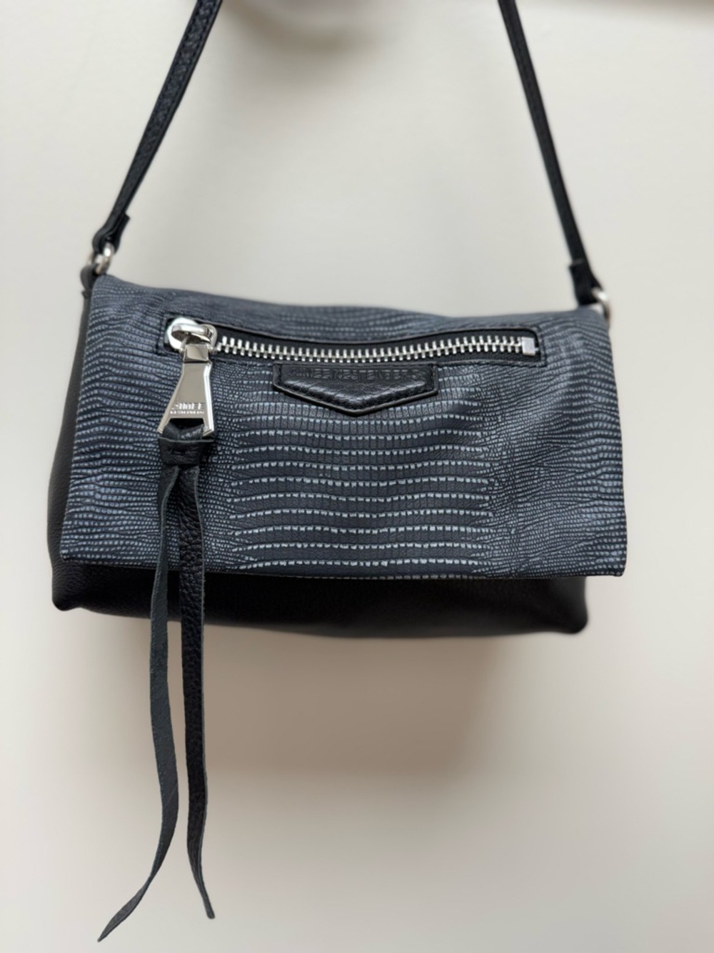 Aimee Kestenberg Womens Shoulder Bag Black Leather Flap Over EUC